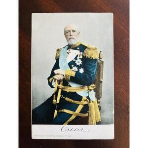1905 Swedish Postcard King Oscar II Norway Royalty Stockholm Sweden Unposted